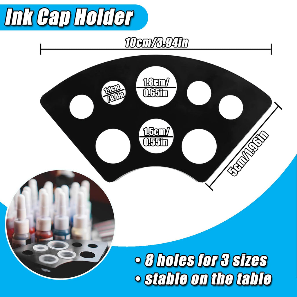 YONGDA 300pcs Disposable Tattoo Ink Cups (8mm/11mm/15mm) + 2 Black Ink Caps Holders + 100 Black Nitrile Gloves, Complete Tattoo Supplies Kit for Artists & Studio
