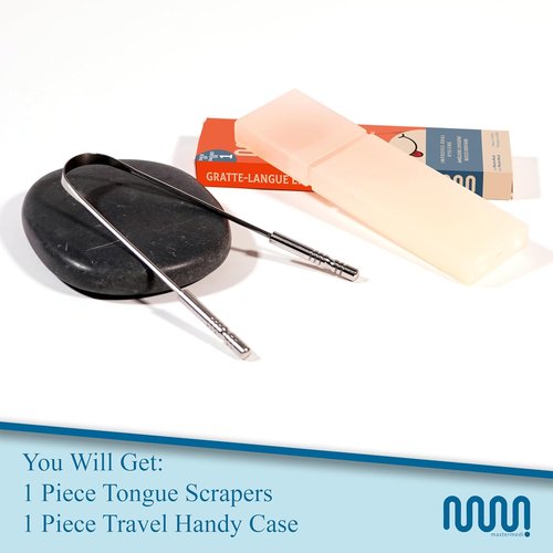MasterMedi Tongue Scraper - Easy-To-Use Oral Care Tool with Travel Case | Single Pack for Adults