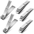 AVERZELLA 5-Pack Large Toenail Clippers Straight Edge, 3.15 inch Long Handled Non-Slip Toenail Clippers for Seniors Adults, Stainless Steel Big Toe Nail Clippers Bulk Set for Men Women (Silver)