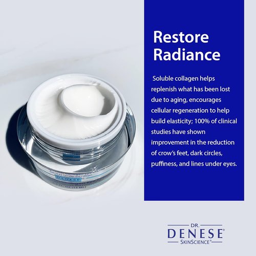 Dr. Denese SkinScience Firming Eye Cream - Collagen, Hyaluronic Acid & Peptides for Smoother Under Eyes | 0.5oz Travel Size