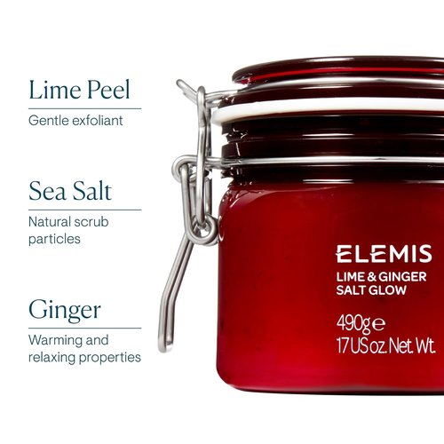 ELEMIS Exotic Lime & Ginger Salt Glow - Invigorating Exfoliating Scrub for Soft Skin | 490g