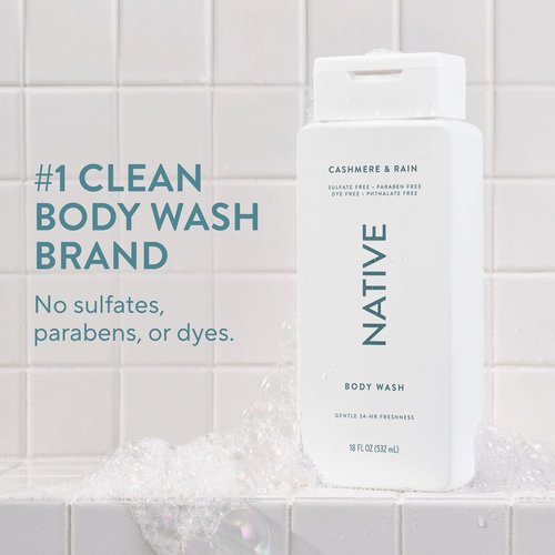 Native Body Wash - Naturally Derived Ingredients for Soft, Hydrated Skin | Sulfate & Paraben Free | Cashmere & Rain, 18 oz