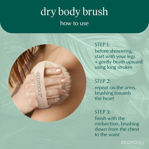EcoTools Deep Cleansing Facial Brush, Makeup Remover Tool + Dry Brushing Body Brush for Circulation, Cellulite Massage, Dead Skin Removal, Self-Care Gifts
