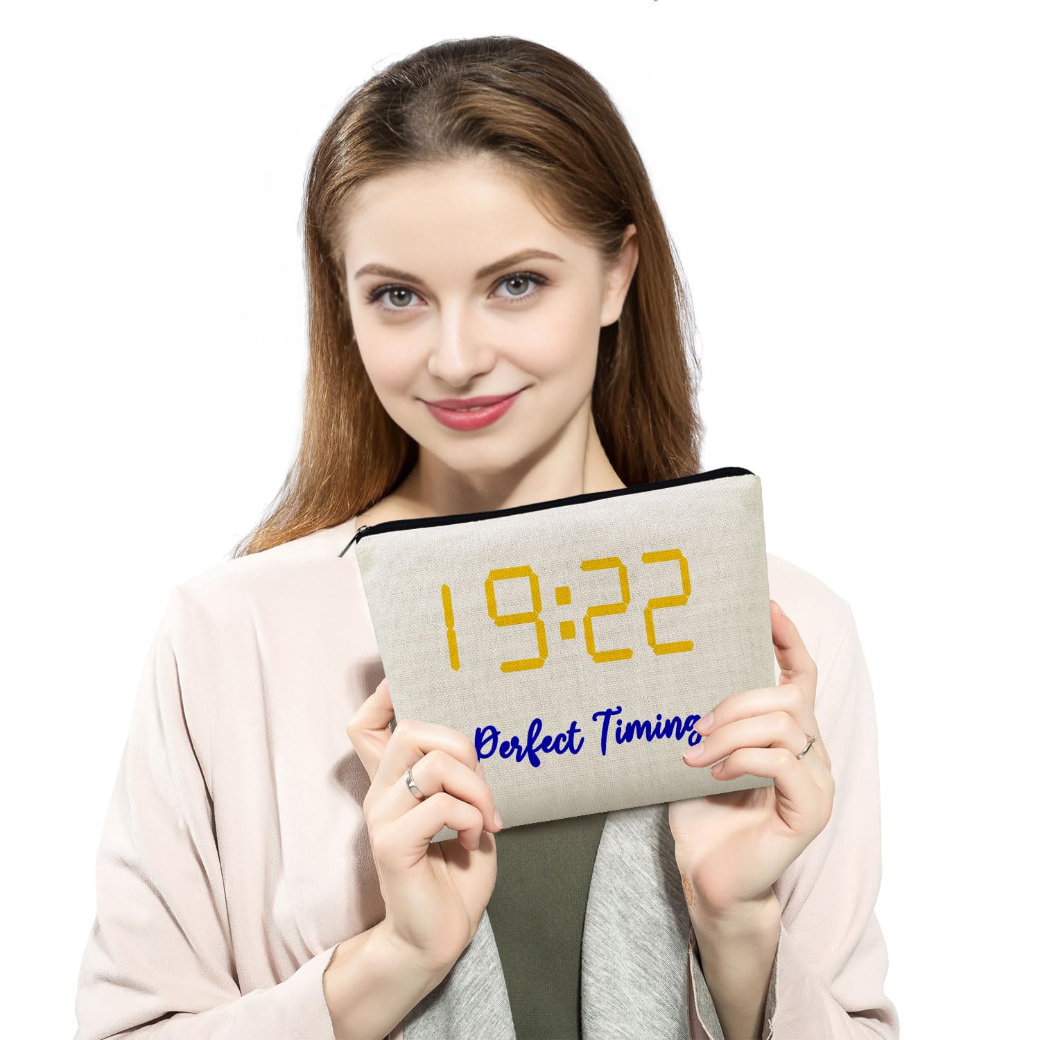 YULUENZE Sorority Presents Perfect Timing 1922 Sigma Gamma Rho SGRHO Sorority Present Finer Women Canvas Makeup Bag Zipper Pouch for Women Sisters