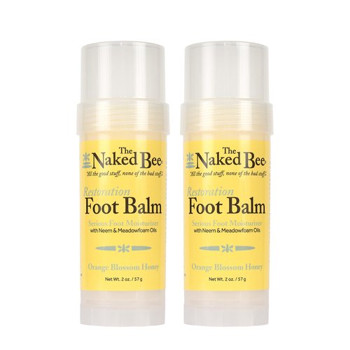 The Naked Bee Orange Blossom Honey Restoration Foot Balm, (2 oz) - 2 Pack