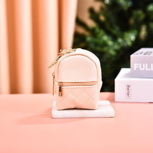 Grurun Mini Backpack Cute Cosmetic Bag for Women, Creative Cute Pendant Keychain Key-chains Keyrings PU Leather Makeup Bag Key Lipstick Card Holder Data Cable Organizer Zipper Pouch