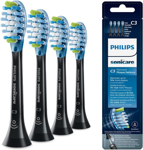 Philips Sonicare Replacement Brush Heads - Premium Plaque Defense, 4-Pack, Black | HX9044/33