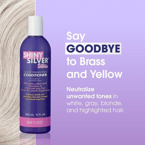 One 'n Only Shiny Silver Conditioner - Purple Formula to Neutralize Yellow Tones | Restores Shine & Moisture for Blonde, Gray & Highlighted Hair (12 oz)
