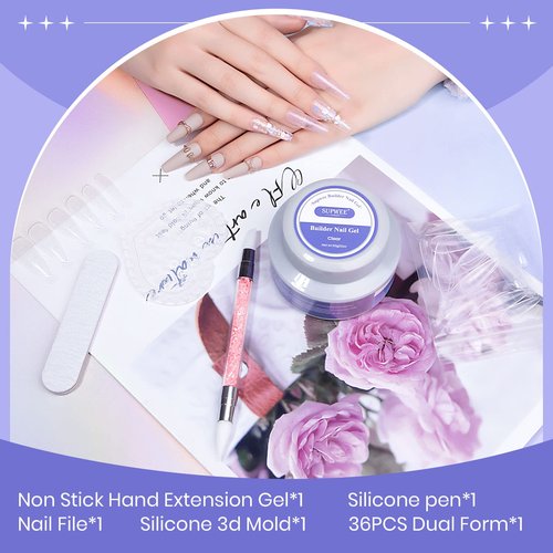 SUPWEE 3D Nail Gel 60G Clear Nail Builder Gel Hard Gel for Nails Large Capacity Solid Builder Gel Modeling Non-Sticky 3D Sculpting Gel for Nail Carving Strengthen Nail Art DIY at Home