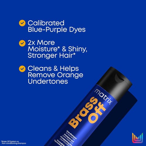 Matrix Brass Off Toning Blue Shampoo - Neutralizes Brassy Tones for Color-Treated Hair | 10.1 oz