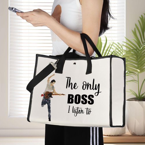 JNIAP Singer Fans Cosmetic Makeup Bag Rock Music Lover Gifts The Only Boss I Listen To Music Zipper Pouch Bag Singer Merchandise (only boss tote)