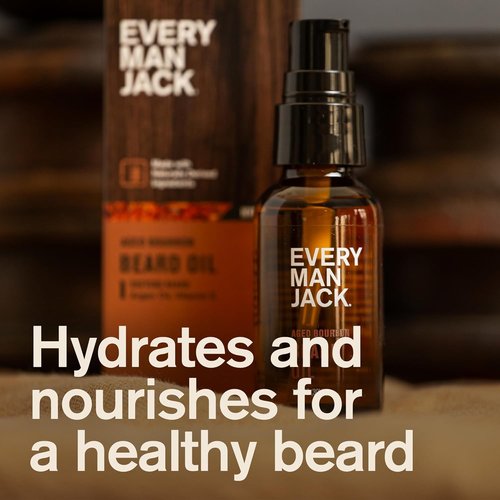 Every Man Jack Beard Oil - Aged Bourbon Fragrance - Deeply Moisturizes & Softens - 1 fl oz