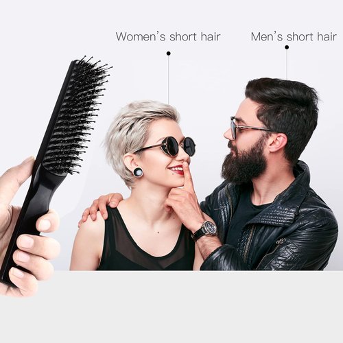 PERFEHAIR Paddle Hairbrush - Boar & Nylon Bristles for Smoothing, Detangling | Ideal for All Hair Types, Black