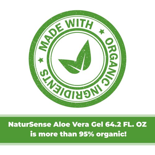 NaturSense Organic Aloe Vera Gel from 100% Pure Aloe. Great for Hair, Scalp, Face, Dry Skin, Acne, Sunburn, Sensitive Skin. Unscented, Same Formula, Organic Ingredients, 64.2 oz. (64.2 Fl. Oz.)