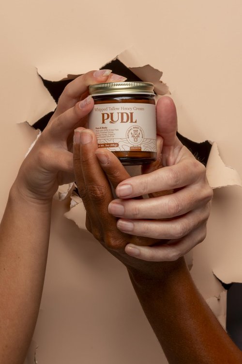 PUDL Grass Fed Beef Tallow for Skin Care with Manuka Honey, Organic Olive Oil and Jojoba Oil – Whipped Lotion Balm Anti-Aging Moisturizer Deeply Nourishing for Sensitive Skin Face & Body