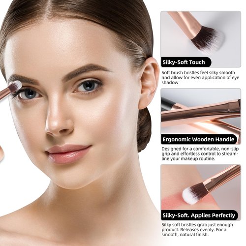 Eye Makeup Brush Set 12pcs, Soft Synthetic Bristles Professional Eye Brush for Eyeshadow, Eyebrow, Eyeliner, Blending