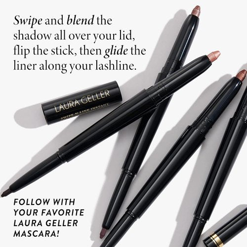 Laura Geller New York Swipe-N-Line Dual-Ended Eyeshadow & Eyeliner - Classic Onyx/Champagne - Waterproof, Creamy Finish