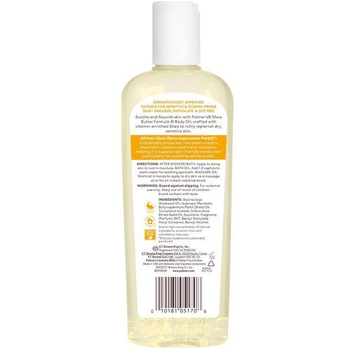 Palmer's Raw Shea Body Oil - Deep Moisturizer with Vitamin E for Dry & Eczema-Prone Skin | 8.5 oz
