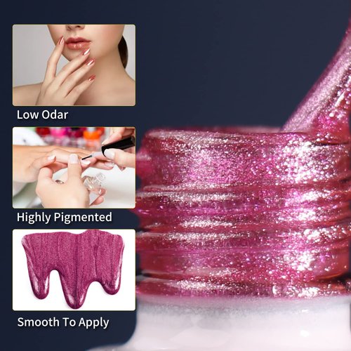 Clara Colors Cat Eye Gel Nail Polish Set - 12 Holographic Glitter Shades with 2 Magnet Sticks | DIY Home Manicure
