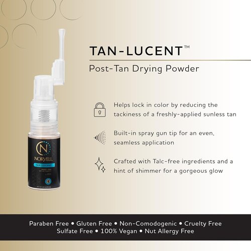 Norvell Tinted Drying Powder - Talc-Free Finishing Powder for Flawless Spray Tan | 0.5 oz, Absorbs Moisture & Prevents Streaks