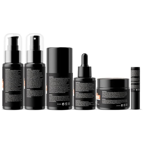Gift for Men Skincare Skin Care Set for Men Him Complete Routine Kit with Niacinamide & Ceramides - Face Cleanser, Scrub, Toner, Serum, Moisturizer Cream, Lip Balm - Christmas, Valentine's Day Gifts
