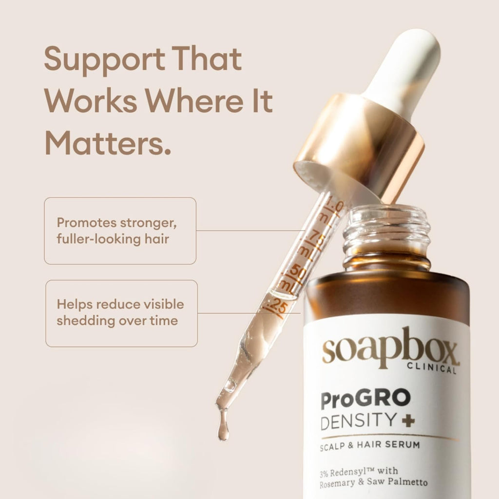 Soapbox ProGRO Density+ Scalp & Hair Growth Serum - Clinically-Tested Formula with Redensyl & Caffeine | 1 oz Supply