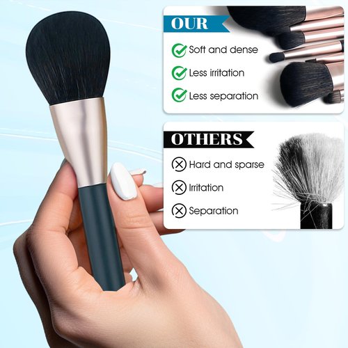DEFSAP Cosmetic Makeup Brushes Set, Professional Make up Set, Premium Brush Kit tools, Soft Synthetic Hair for Face, Cheek, & Eye Makeup, with Leather Pouch (Dark Green,7 Pcs)