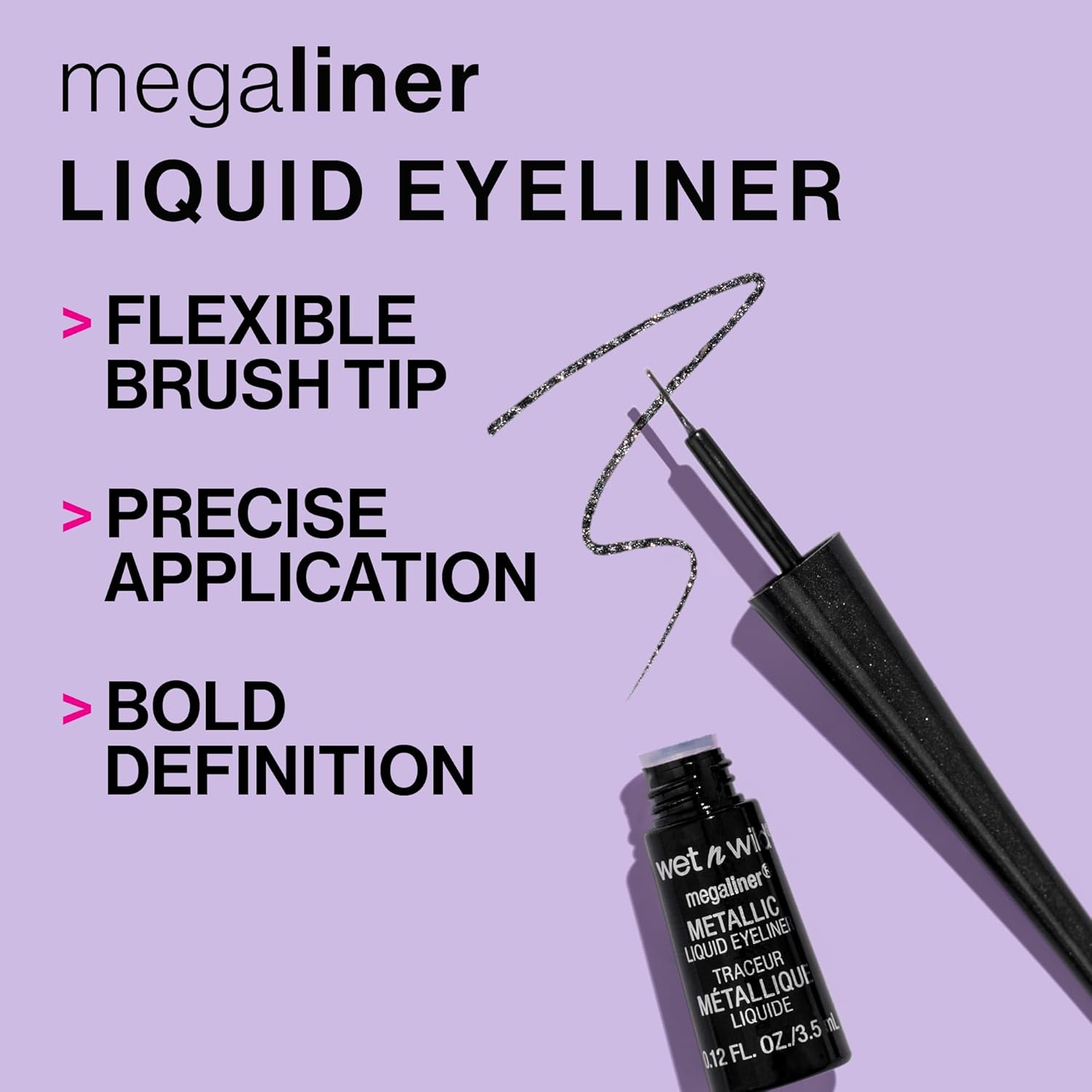 Wet n Wild MegaLiner Liquid Eyeliner - Intense Black Color for Bold Eye Looks