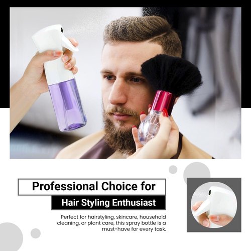 Skiennix Continuous Mist Spray Bottle - Ultra Fine Mist for Hair Styling & Versatile Use - 5 oz Purple Octagon