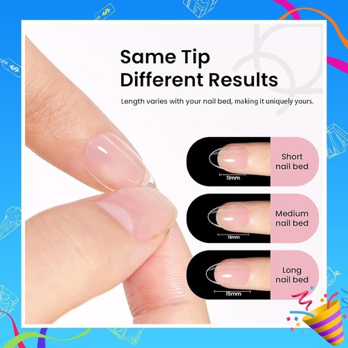 Beetles Gel Nail Kit Short Almond Gift Spree, with Dehydrator and Primer, 576Pcs Half Matte Etch-X Gel Nail Tips Solid Nail Glue Mini Lamp Acrylic Tips Easy DIY Extension Set Gift for Women