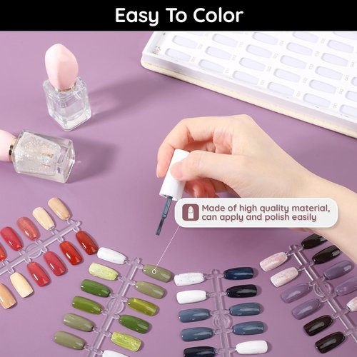 Segbeauty 720pcs Clear False Nail Tips, Flat Square Fake Nail Art Tips for Nail Color Display Book, Professional Practice False Nail Art Tips for Nail Polish Color Swatches Organizing Display Board