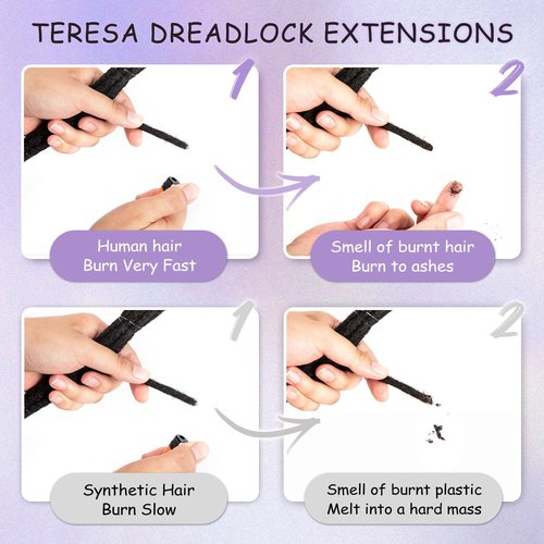 Teresa Human Hair Dreadlock Extensions Human Loc Extensions 0.8cm Width 6 Inch 20 strands Real Hair Dreadlock Extensions Loc Extensions Human Hair For Men/Women/Kids