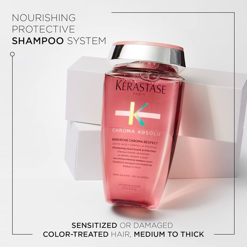 Kerastase Chroma Absolu Shampoo Riche - Nourishing Formula for Color-Treated Hair | Protects Medium to Thick Locks with Lactic Acid