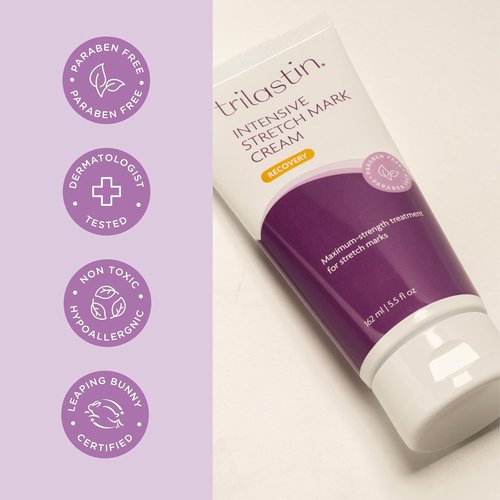 TriLASTIN Stretch Mark Cream - Hydrating Body Lotion with Collagen, Niacinamide & Vitamin E | Unscented - 5.5 oz