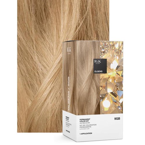 IGK Permanent Hair Dye Color Kit - 9GB Olsens Light Beige Blonde | 100% Gray Coverage, Strength & Shine