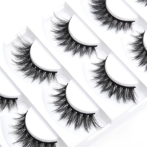 Aillen False Eye Lashes Wispy Mink, Fluffy False Lashes Natural Look 6D Volume Pack, Suitable for All Face Types