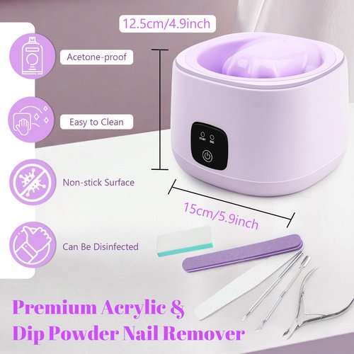 Electric Nail Soaking Bowl, Acrylic Nail Remover Kit 50% Faster Nail Soak off Bowl for Women, Manicure Nail Bowl Heated for Home & Salon, Gel Dip Acetone Nail Polish Remover Machine for Beginner