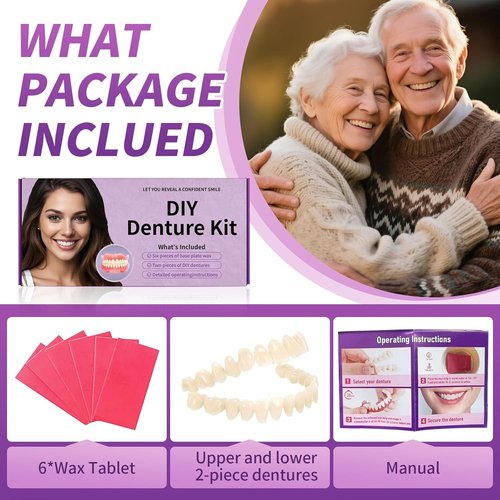 At-Home DIY Denture Kit: Full Set of Upper & Lower False Teeth for DIY Smile Transformation-LL01