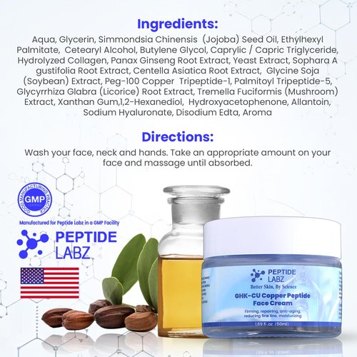 Copper Peptide Face Cream Anti Wrinkle 1.7 fl oz Copper Tripeptide-1, Repair, and Firming Daily Face Cream
