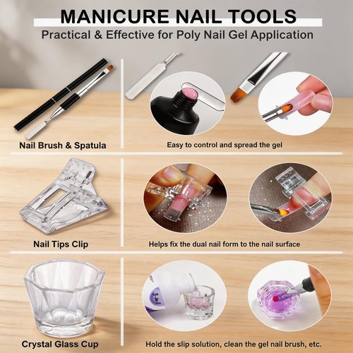 LOUINSTIC PolyGel Slip Solution - 4oz, Nail Extension Anti-Stick Liquid, Art Brush Cleanser, for Poly Extension Gel Kit, with Dual-Ended Nail Brush, for Home DIY Nail Art & Salons