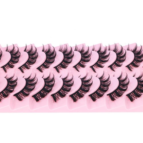 False Eyelashes Manga Lashes 10 Pairs False Eyelashes Japanese Style D Anime Lashes Natural Cosplay Lashes Natural Look 15 MM Wispy Faux Mink Lashes Full Strip Doll Lashes by FANXITON