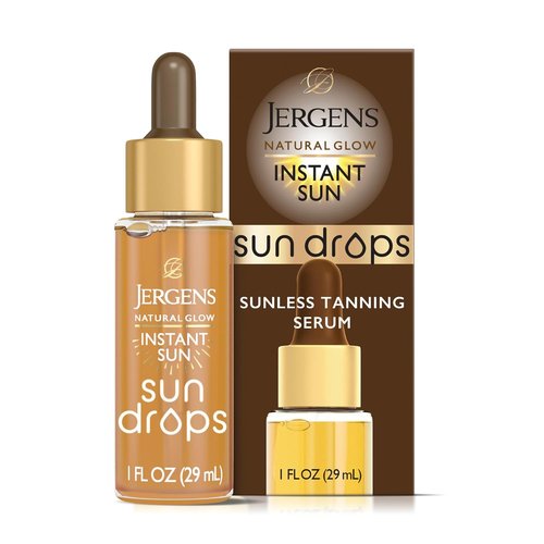 Jergens Natural Glow Instant Sun Drops - Sunless Tanning Bronzing Drops for Face & Body | Oil-Free, 1 Fl Oz