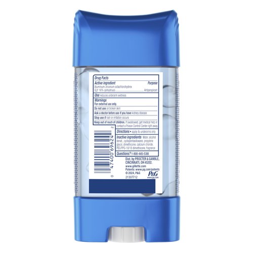Gillette Antiperspirant and Deodorant for Men, 72hr Sweat & Odor Protection, Long Lasting Freshness, Anti-White Mark Technology, Clear Gel, Mountain Air Scent, 3.8 oz