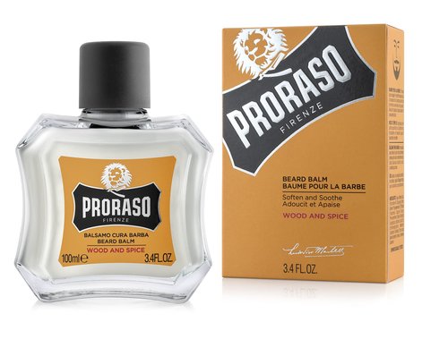 Proraso Wood and Spice Beard Balm - Moisturizing Cedarwood & Vanilla Condition Beards & Soften New Beard Growth - Leave In Facial Hair Conditioner for Men - 3.4oz