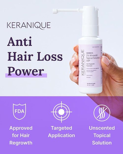 Keranique Hair Regrowth Treatment for Women - 2% Minoxidil Topical Solution for Thicker Hair - 2 Fl Oz