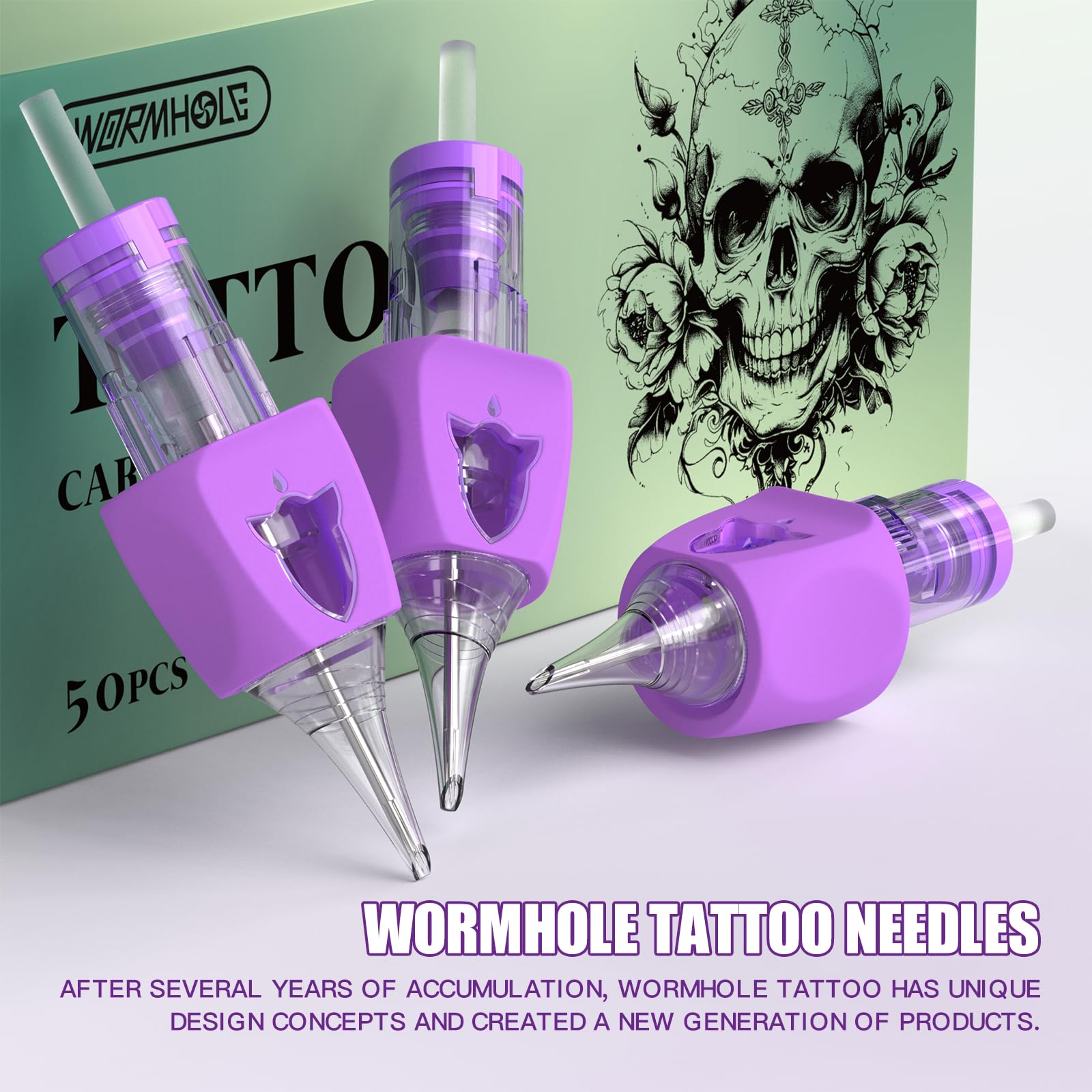 Wormhole 50pcs Tattoo Cartridge Needles Mixed Sizes Disposable Finger Ledge Tattoo Needles #12 Standard 3RL 5RL 7RL 9RL 11RL Round Liner for Tattoo Machine Tattoo Gun Tattoo Supplies