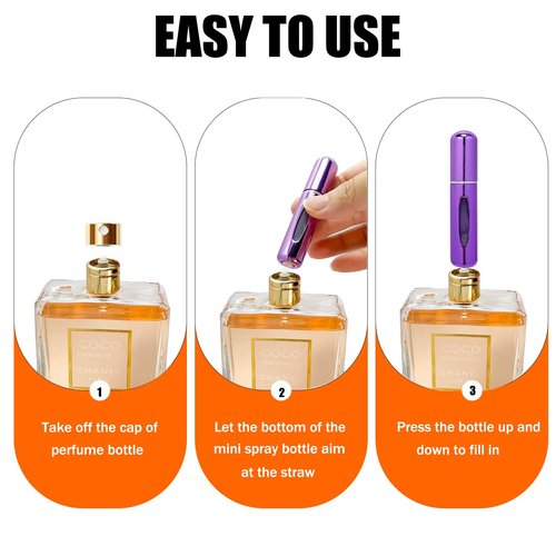 Smtheasy Perfume Travel Refillable Atomizer, Mini Perfume Atomizer Refillables, Scent Pump Case, Small Perfume Spray (10Pcs,5ml)