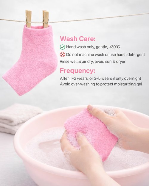 Moisturizing Socks Women, Heel Socks for Dry Cracked Feet, Feather Yarn Gel Socks for Overnight Hydration – Deep Silicone Socks with Rose, Jojoba & Olive Oils, 2 Pairs Pink