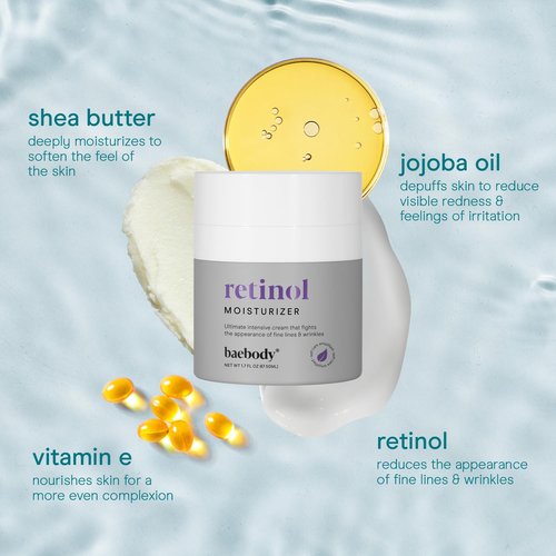 Baebody Retinol Cream for Face - Anti-Aging Formula with Jojoba Oil & Vitamin E | 50 ml/1.7 fl oz