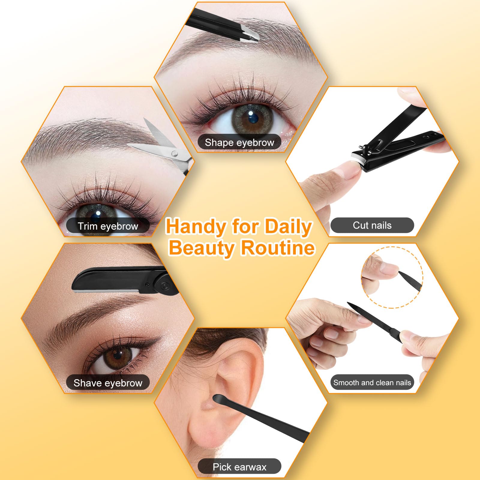 Yougai Tweezers Set,9 Pcs Professional Stainless Steel Eyeberow Tweezer Kit for Women and Men, Great Precision Tweezers No Gaps with Leather Travel Case